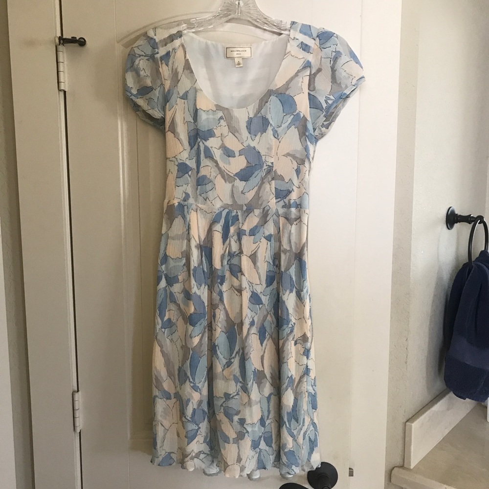Blue and Ivory Midi Dress — Anthropologie